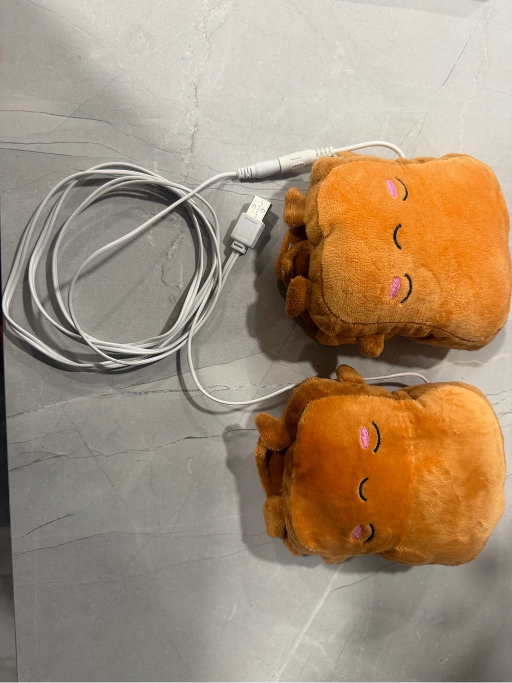 Plush USB Heated Hand Warmers - Orange Toast Design